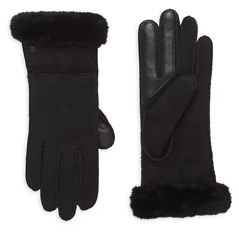 Ugg Seamed Touchscreen Shearling-Lined Gloves Siz… - image 1